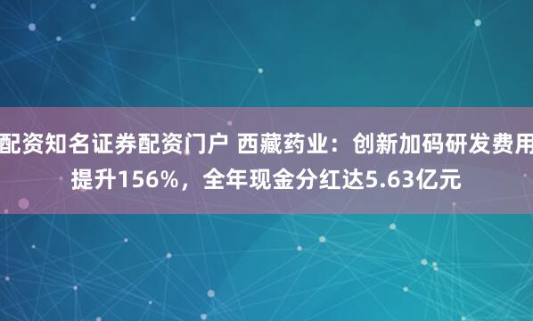 配资知名证券配资门户 西藏药业：创新加码研发费用提升156%，全年现金分红达5.63亿元